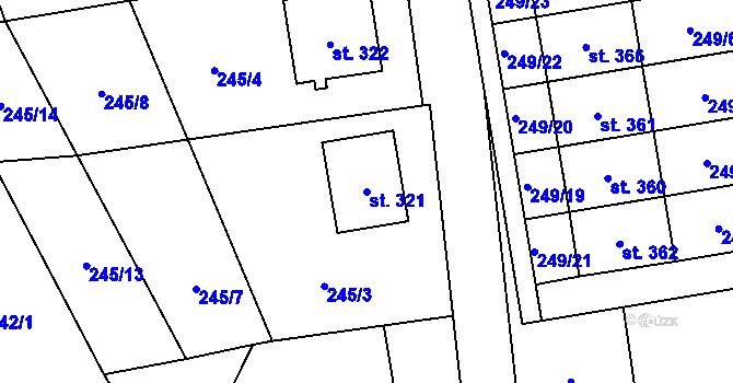 Parcela st. 321 v KÚ Nedašova Lhota, Katastrální mapa