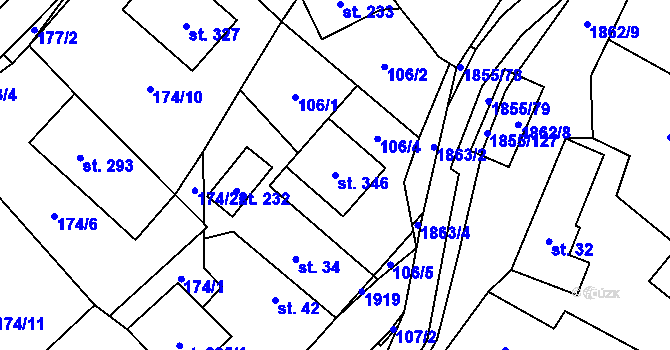 Parcela st. 346 v KÚ Nedašova Lhota, Katastrální mapa