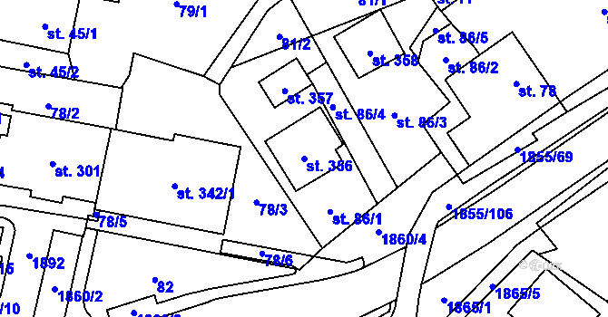 Parcela st. 356 v KÚ Nedašova Lhota, Katastrální mapa