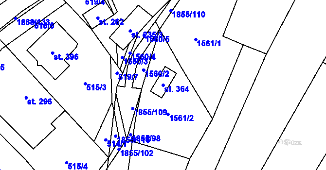 Parcela st. 364 v KÚ Nedašova Lhota, Katastrální mapa
