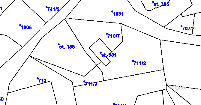 Parcela st. 381 v KÚ Nedašova Lhota, Katastrální mapa