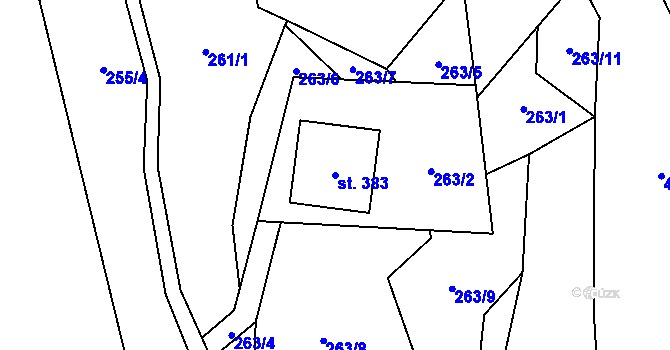 Parcela st. 383 v KÚ Nedašova Lhota, Katastrální mapa