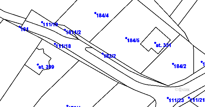 Parcela st. 182/2 v KÚ Nedašova Lhota, Katastrální mapa