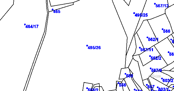 Parcela st. 495/26 v KÚ Nedašova Lhota, Katastrální mapa