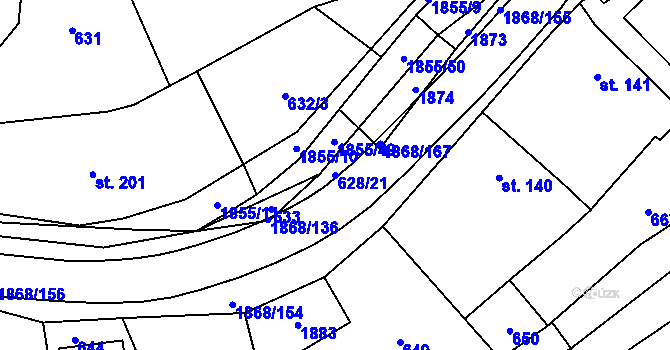Parcela st. 628/21 v KÚ Nedašova Lhota, Katastrální mapa