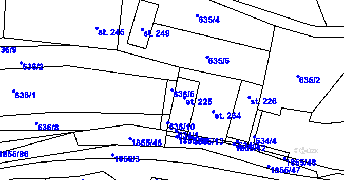 Parcela st. 636/5 v KÚ Nedašova Lhota, Katastrální mapa