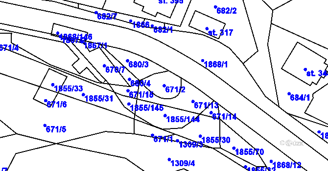 Parcela st. 671/2 v KÚ Nedašova Lhota, Katastrální mapa