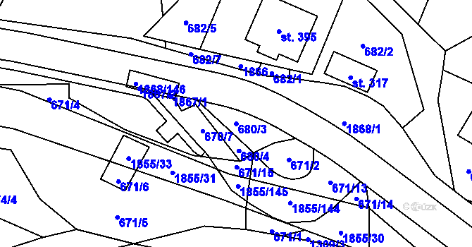 Parcela st. 680/3 v KÚ Nedašova Lhota, Katastrální mapa