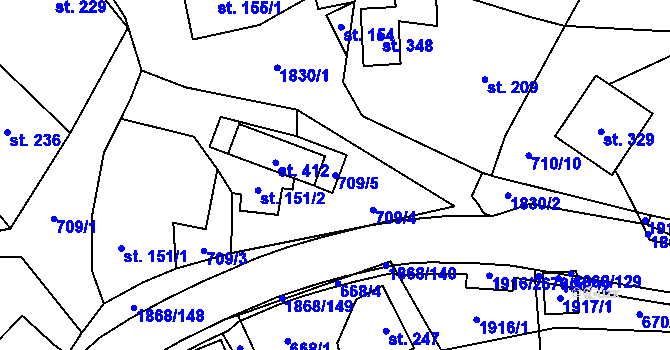 Parcela st. 709/5 v KÚ Nedašova Lhota, Katastrální mapa