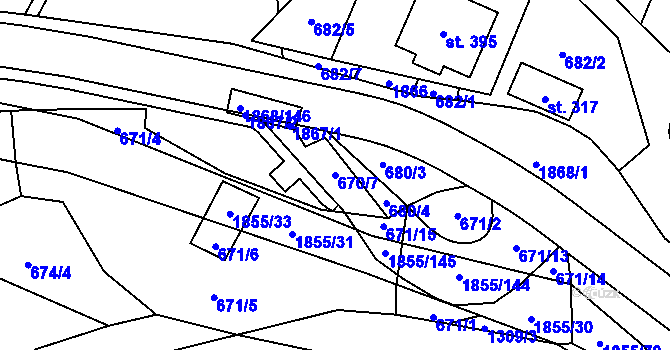 Parcela st. 670/7 v KÚ Nedašova Lhota, Katastrální mapa