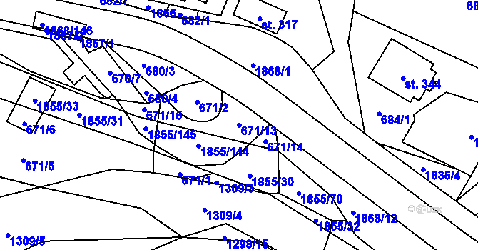 Parcela st. 671/13 v KÚ Nedašova Lhota, Katastrální mapa