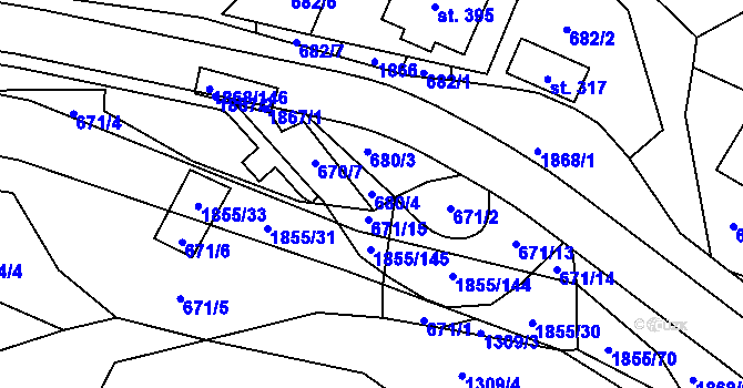 Parcela st. 680/4 v KÚ Nedašova Lhota, Katastrální mapa