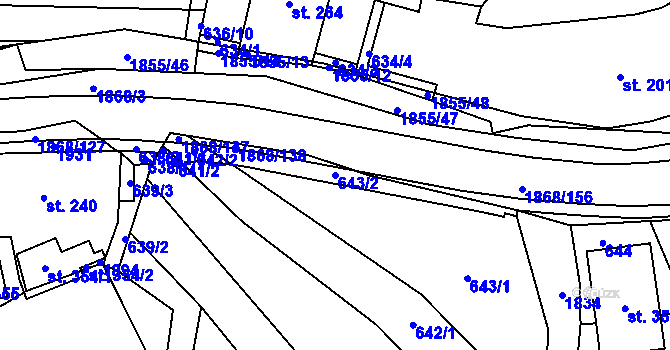 Parcela st. 643/2 v KÚ Nedašova Lhota, Katastrální mapa