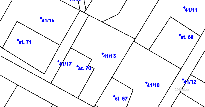 Parcela st. 41/13 v KÚ Horní Neděliště, Katastrální mapa
