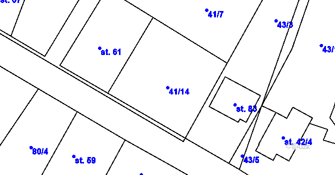 Parcela st. 41/14 v KÚ Horní Neděliště, Katastrální mapa