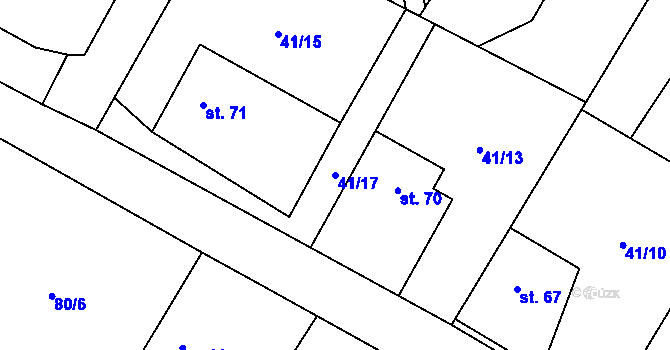Parcela st. 41/17 v KÚ Horní Neděliště, Katastrální mapa