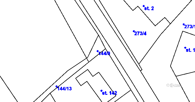 Parcela st. 144/9 v KÚ Horní Neděliště, Katastrální mapa