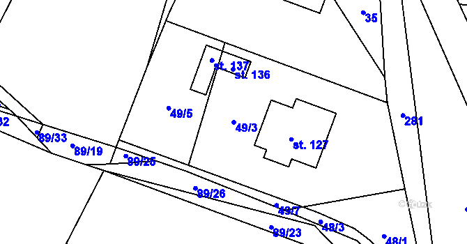 Parcela st. 49/3 v KÚ Horní Neděliště, Katastrální mapa