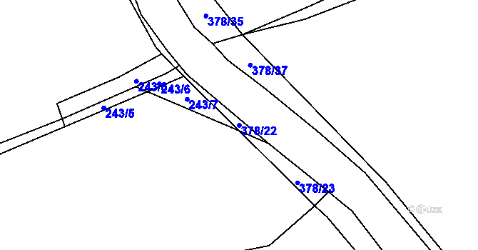 Parcela st. 378/22 v KÚ Bor u Sedlčan, Katastrální mapa