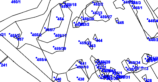 Parcela st. 459/22 v KÚ Bor u Sedlčan, Katastrální mapa