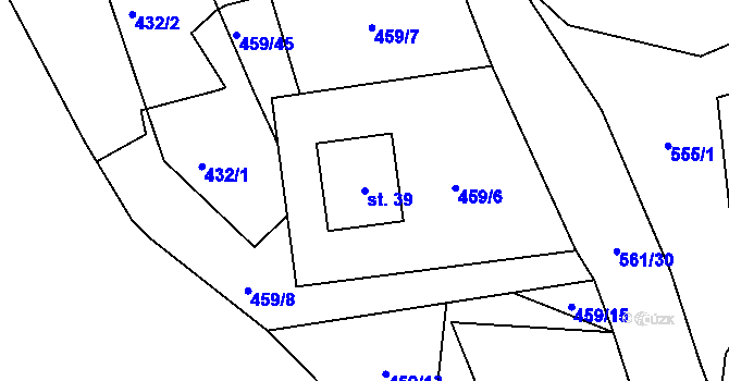Parcela st. 39 v KÚ Bor u Sedlčan, Katastrální mapa