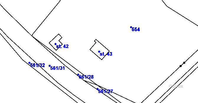 Parcela st. 43 v KÚ Bor u Sedlčan, Katastrální mapa