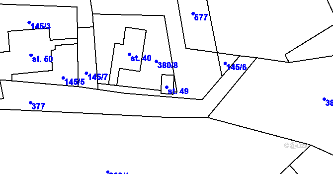 Parcela st. 49 v KÚ Bor u Sedlčan, Katastrální mapa