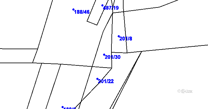Parcela st. 201/30 v KÚ Kamenice u Nedrahovic, Katastrální mapa
