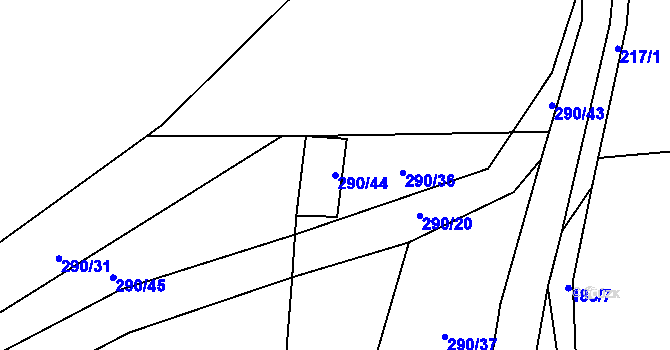 Parcela st. 290/44 v KÚ Kamenice u Nedrahovic, Katastrální mapa