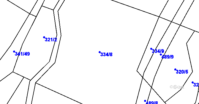 Parcela st. 334/8 v KÚ Kamenice u Nedrahovic, Katastrální mapa