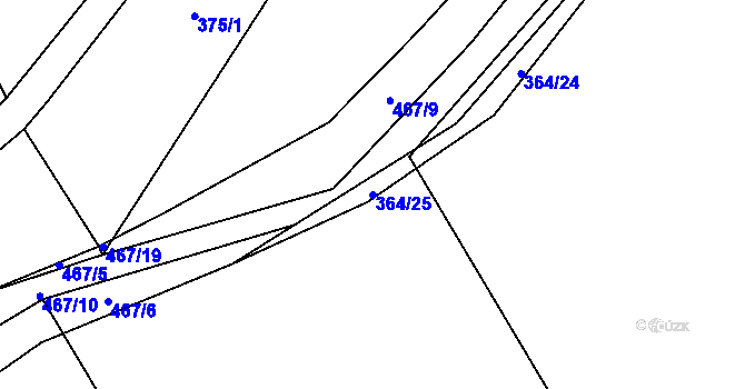 Parcela st. 364/25 v KÚ Kamenice u Nedrahovic, Katastrální mapa