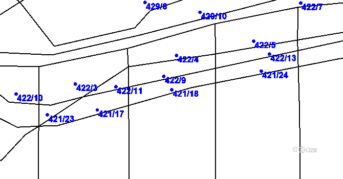 Parcela st. 421/18 v KÚ Kamenice u Nedrahovic, Katastrální mapa