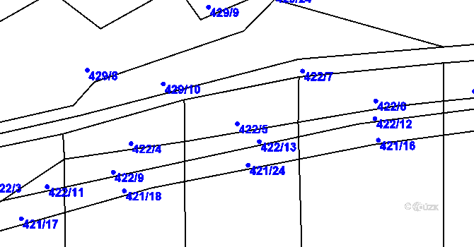 Parcela st. 422/5 v KÚ Kamenice u Nedrahovic, Katastrální mapa