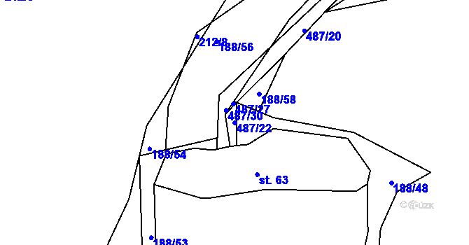 Parcela st. 487/22 v KÚ Kamenice u Nedrahovic, Katastrální mapa