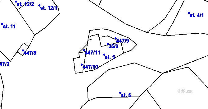 Parcela st. 5 v KÚ Kamenice u Nedrahovic, Katastrální mapa
