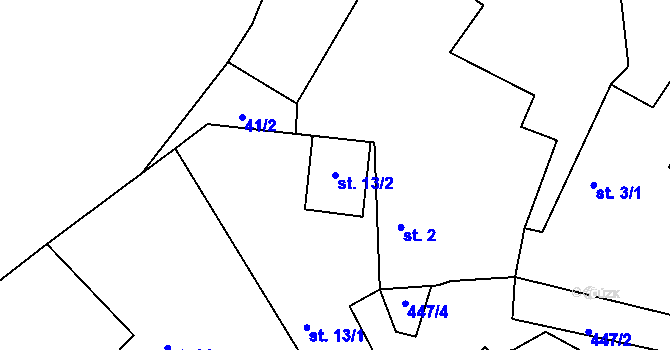 Parcela st. 13/2 v KÚ Kamenice u Nedrahovic, Katastrální mapa
