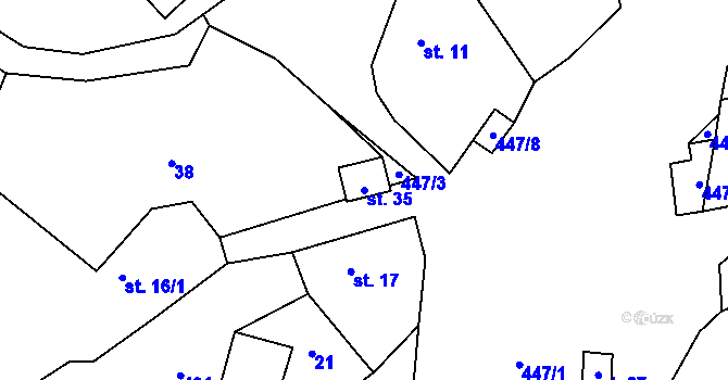 Parcela st. 35 v KÚ Kamenice u Nedrahovic, Katastrální mapa