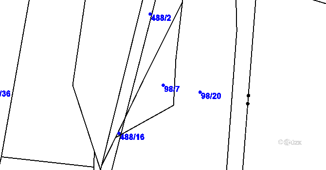 Parcela st. 98/7 v KÚ Kamenice u Nedrahovic, Katastrální mapa