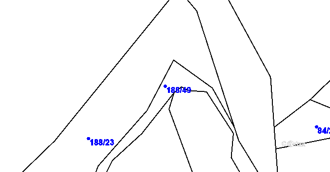 Parcela st. 188/49 v KÚ Kamenice u Nedrahovic, Katastrální mapa
