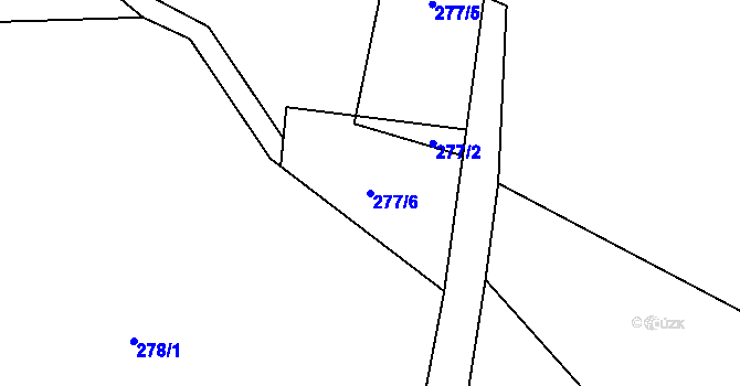 Parcela st. 277/6 v KÚ Nedrahovické Podhájí, Katastrální mapa