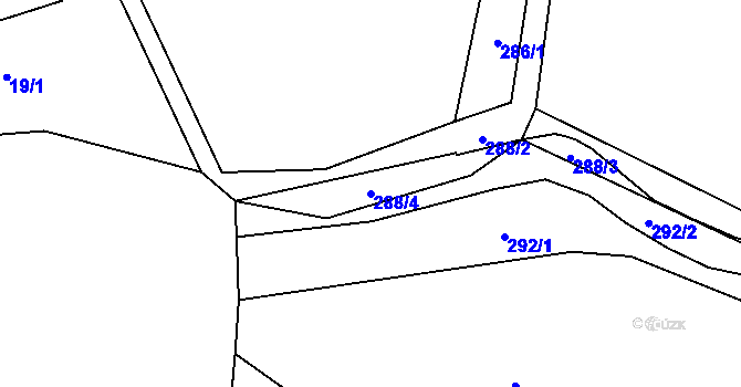 Parcela st. 288/4 v KÚ Nedrahovické Podhájí, Katastrální mapa