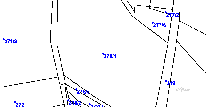 Parcela st. 278/1 v KÚ Nedrahovické Podhájí, Katastrální mapa
