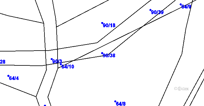 Parcela st. 90/38 v KÚ Radeč u Nedrahovic, Katastrální mapa