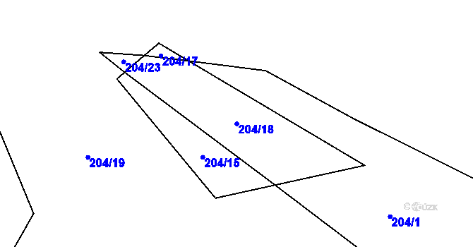 Parcela st. 204/18 v KÚ Radeč u Nedrahovic, Katastrální mapa