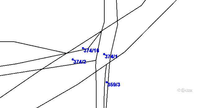 Parcela st. 374/1 v KÚ Radeč u Nedrahovic, Katastrální mapa