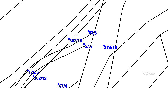 Parcela st. 57/7 v KÚ Radeč u Nedrahovic, Katastrální mapa