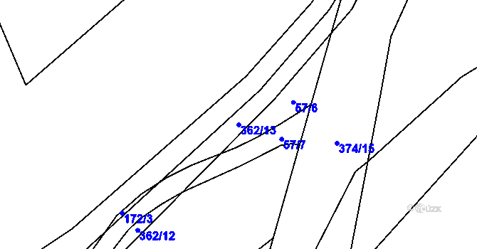 Parcela st. 362/13 v KÚ Radeč u Nedrahovic, Katastrální mapa
