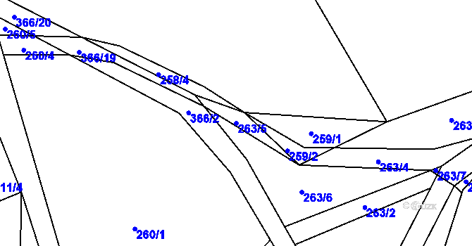 Parcela st. 263/5 v KÚ Radeč u Nedrahovic, Katastrální mapa