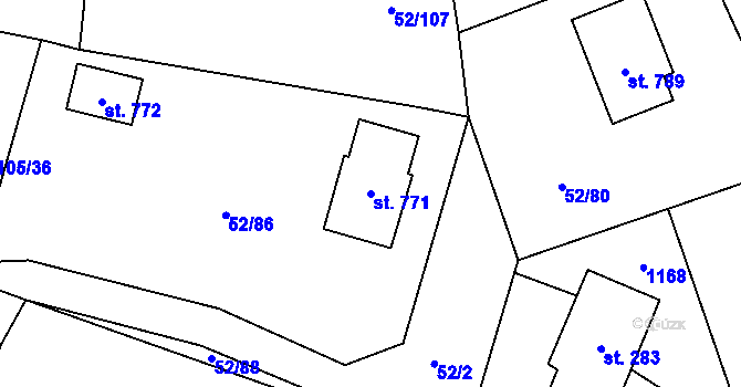 Parcela st. 771 v KÚ Nedvědice pod Pernštejnem, Katastrální mapa