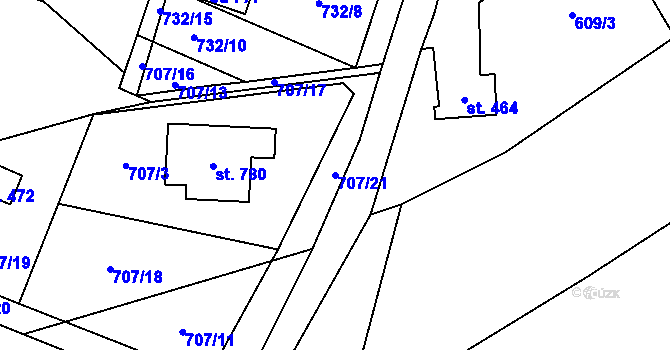 Parcela st. 707/21 v KÚ Nedvědice pod Pernštejnem, Katastrální mapa